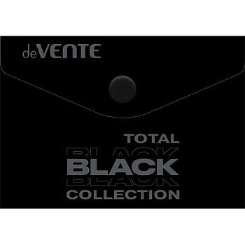 Папка-конверт на кнопке А7 deVENTE "Total black" 3071338 непрозр.,чёрная с рис.,