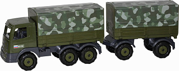 Автомобиль Престиж бортовой тент.военный с прицепом (71х16,5х22,5см) в/сет 48608