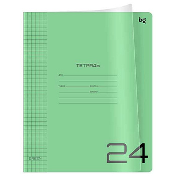 Тетрадь 24л. (клетка) BG пластик.обл. "UniTone. Green" 08957