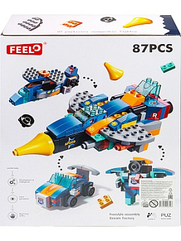 Мини-конструктор FL1660 Вертолет-трансформер (87дет) в/к