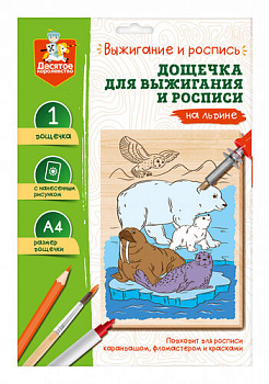 Доска д/выжигания и росписи А4 На льдине (конверт) 05018 (Дес.Кор.)