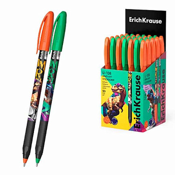 Ручка масл. шар. EK U-109 Stick&Grip Dino Art 63109 синяя,1,0мм,Ultra Glide Technology