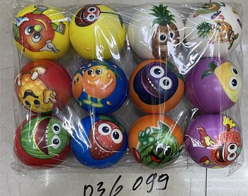 Мяч лёгкий 7,6см (12шт/уп) Цена за шт фрукты D36099