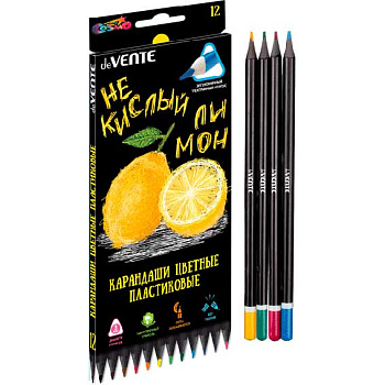 Карандаши пластик. 12цв. deVENTE "Juicy Black" 5022119 2М,трёхгр.тонир.корп.,гри