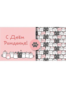 Конверт д/денег Soft Touch С днем рождения! Милые котики КСТ-9550