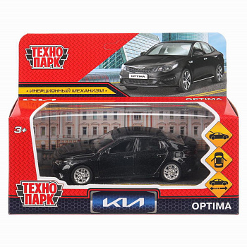 Машина Технопарк металл. Kia Optima чёрный (12см) двери,багаж,инерц. OPTIMA-12-BK (72)