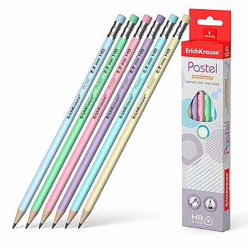 Карандаш ч/гр. с ласт. EK "Pastel" НВ 56006 трехгранный