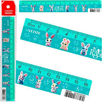 Линейка 16см deVENTE "Little Rabbit" 5091601 пластик.