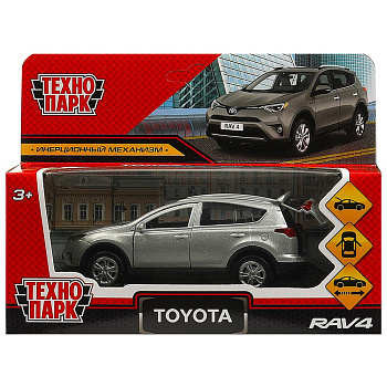 Машина Технопарк металл. Toyota Rav4 серебристый (12см) дв,багаж,инерц,в/к RAV4-12-SR