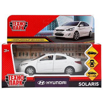 Машина Технопарк металл. Hyundai Solaris белый (12см) дв,баг,инерц,в/к SOLARIS-12-WH