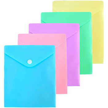 Папка-конверт на кнопке А6 deVENTE "Pastel" 3071344 непрозр.,асс.,180 мкм