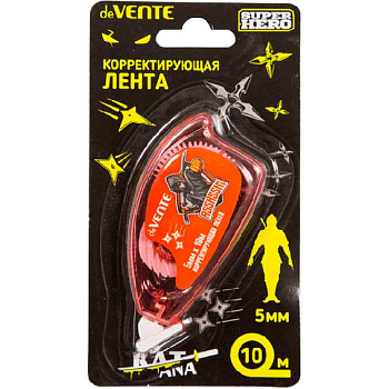 Коррект. лента deVENTE 5мм*10м 4062334 "SuperHero" красн.п/прозр.корп.,фронт.апп