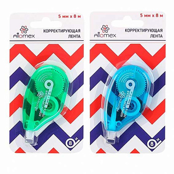 Коррект. лента ATTOMEX 5мм* 8м 4062200 прозр.корп.асс.,бок.аппл.,карт.блист.