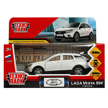 Машина Технопарк металл. Lada Vesta SW Cross белый (12см) дв,баг,инерц,в/к VESTACROSS-12-WH