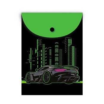 Папка-конверт на кнопке А6 (115*165мм) КОКОС "City car" 251329 непрозр.с рис.,пластик,150мкм 
