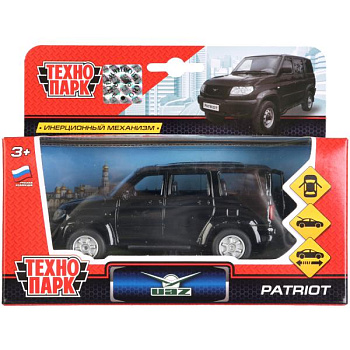 Машина Технопарк металл. UAZ Patriot черный (12см) откр.дв,багаж,инерц,в/к SB-17-81-UP1-WB