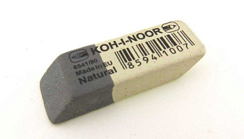 Ластик KOH-I-NOOR 6541/80(84) каучук 42*14*8мм,скош.,серо-белый,комбинир. 6541/80(84)